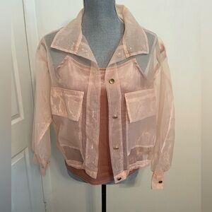 Another Love Sheer Peach Jacket. Size Small